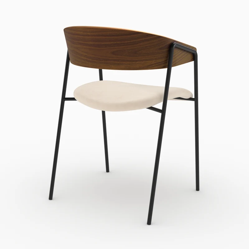 Lot de 2 chaises Esmée en velours blanc cassé et bois de noyer