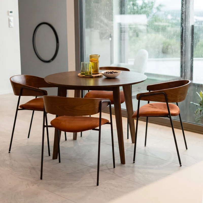 Lot de 2 chaises Esmée en velours terracotta et bois de noyer