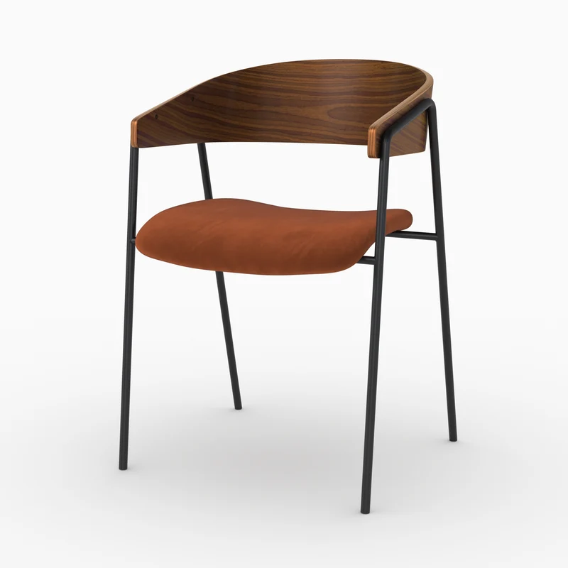 Lot de 2 chaises Esmée en velours terracotta et bois de noyer