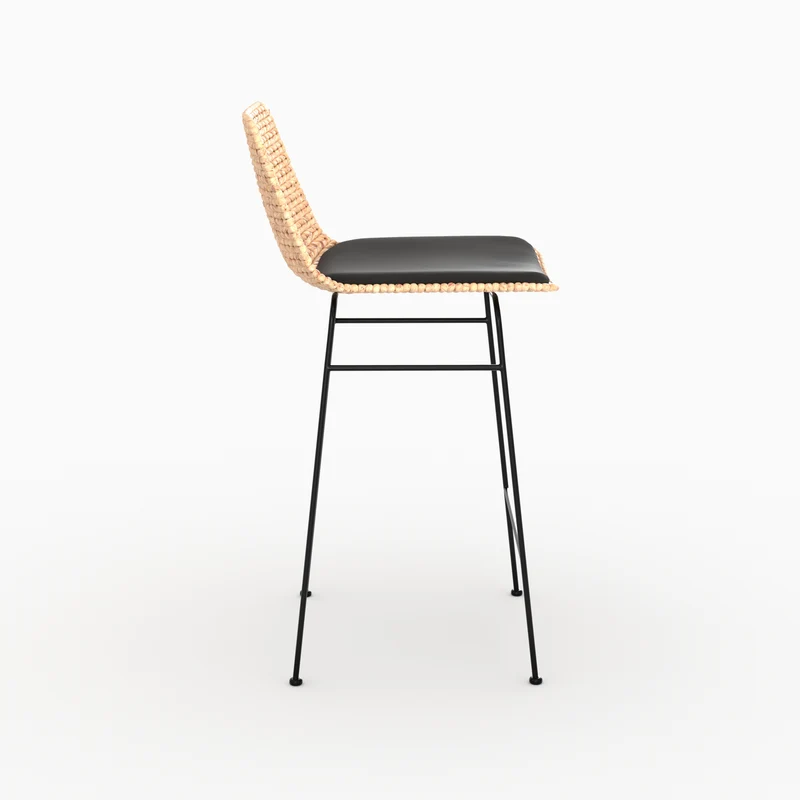 Lot de 2 chaises pour îlot central 66 cm Faro en matière naturelle et noir