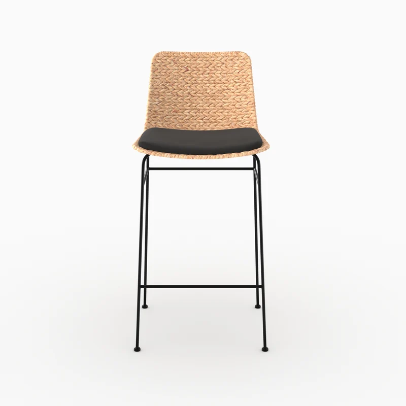 Lot de 2 chaises pour îlot central 66 cm Faro en matière naturelle et noir