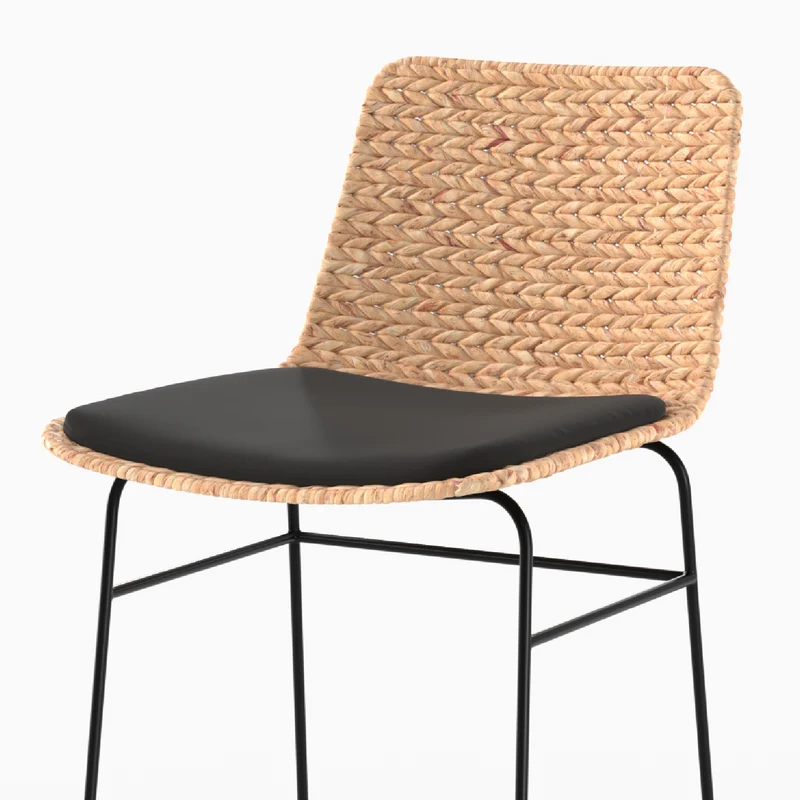 Lot de 2 chaises pour îlot central 66 cm Faro en matière naturelle et noir