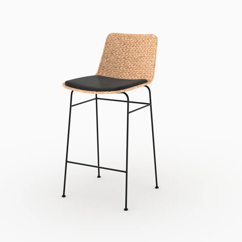Lot de 2 chaises pour îlot central 66 cm Faro en matière naturelle et noir