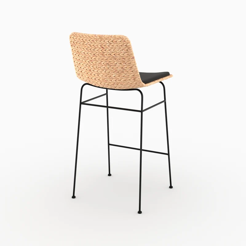 Lot de 2 chaises pour îlot central 66 cm Faro en matière naturelle et noir