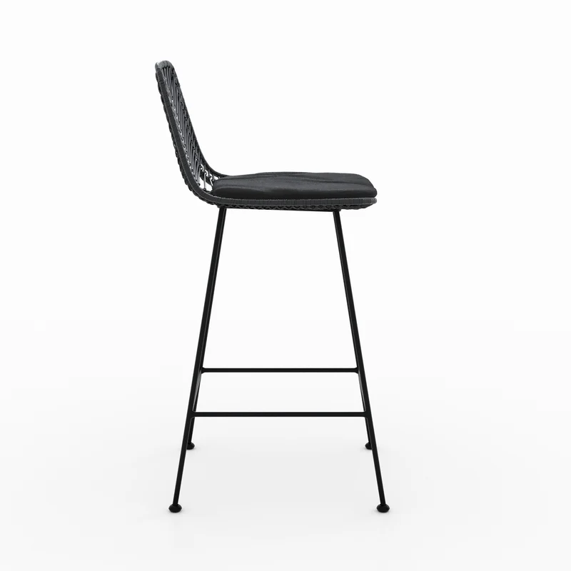 Lot de 2 chaises pour îlot central 66 cm Tamara en rotin noir