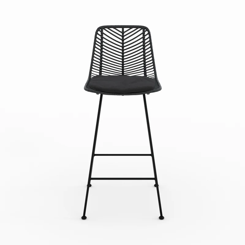 Lot de 2 chaises pour îlot central 66 cm Tamara en rotin noir