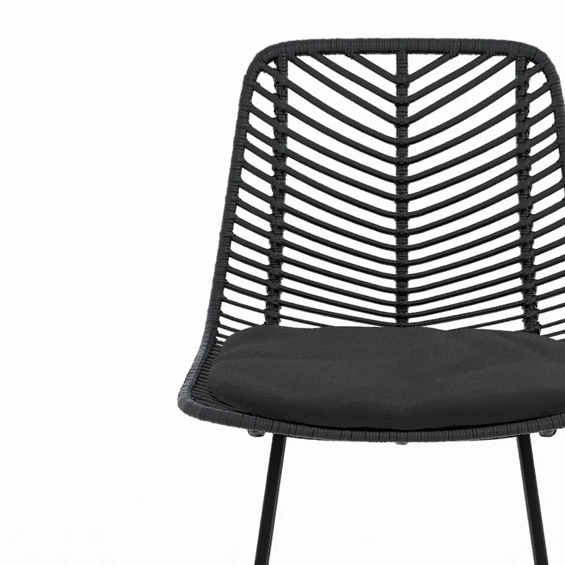Lot de 2 chaises pour îlot central 66 cm Tamara en rotin noir