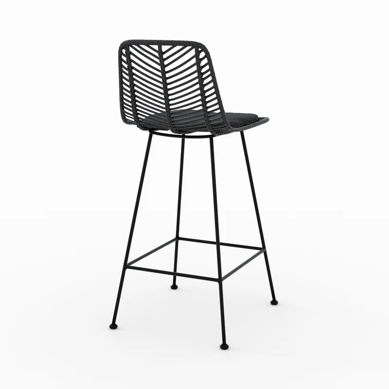 Lot de 2 chaises pour îlot central 66 cm Tamara en rotin noir