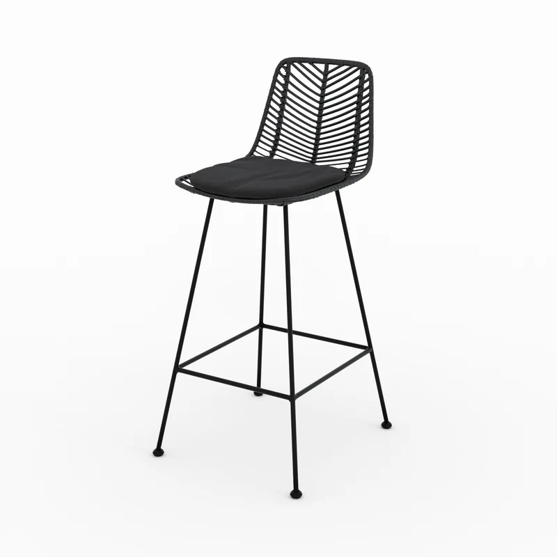 Lot de 2 chaises pour îlot central 66 cm Tamara en rotin noir