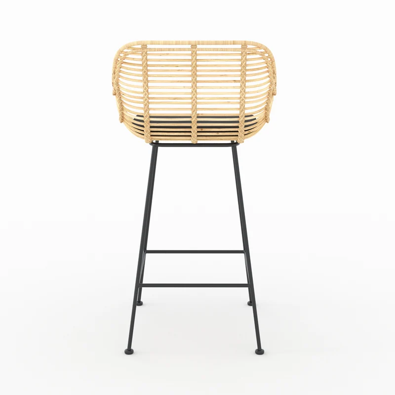 Lot de 2 chaises pour îlot central 66 cm Pops en rotin et tissu noir