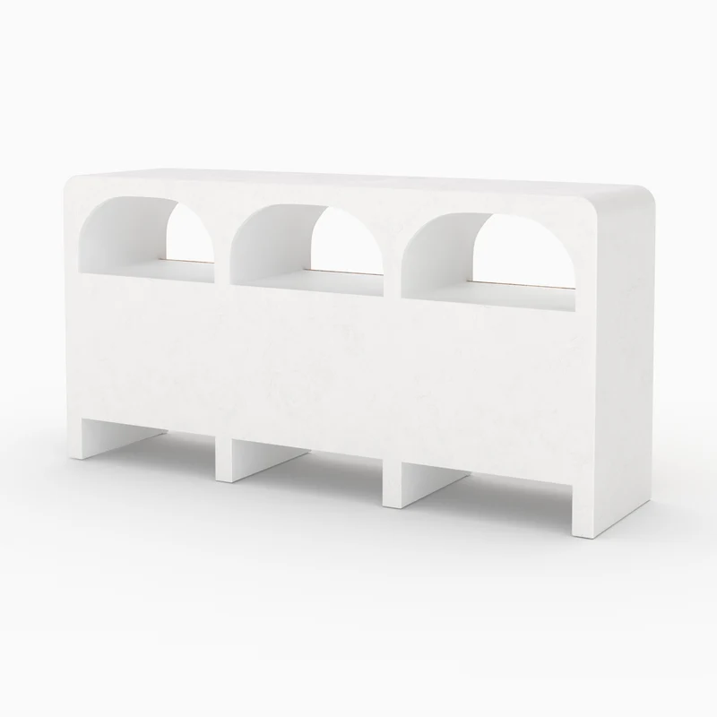 Buffet Fira en plâtre blanc cassé et bois