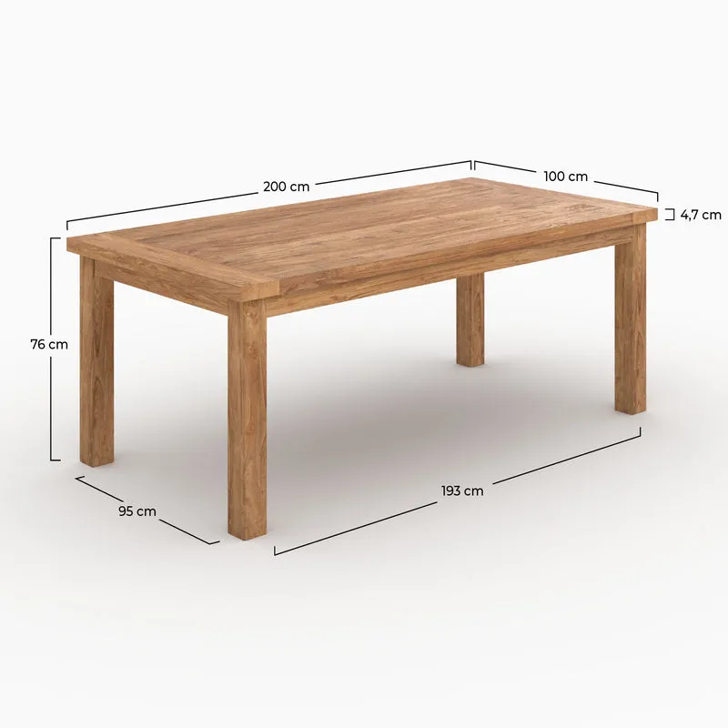 Table rectangulaire Mémo en bois de teck recyclé 8 personnes