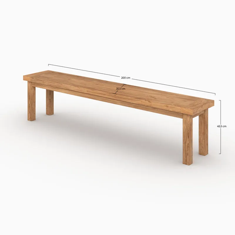Banc Mémo en bois de teck recyclé 200 cm