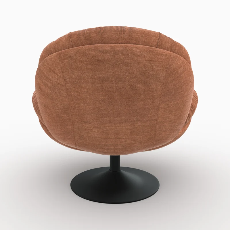 Fauteuil Ricci pivotant en tissu effet velours marron