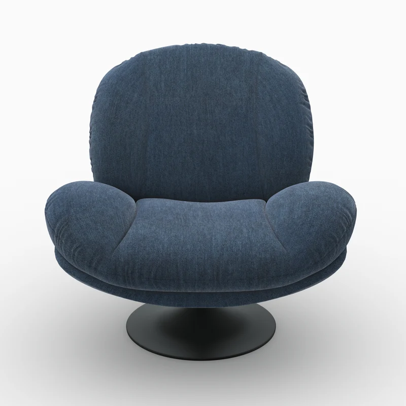 Fauteuil Ricci pivotant en tissu effet velours bleu nuit