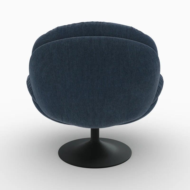 Fauteuil Ricci pivotant en tissu effet velours bleu nuit