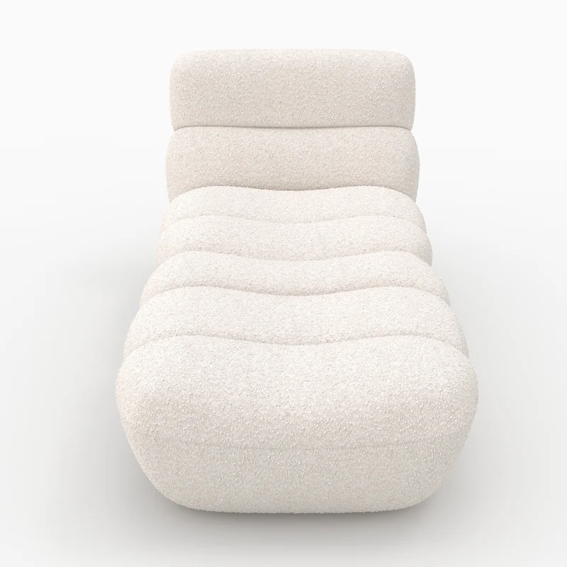Ensemble fauteuil et pouf Teddy en tissu bouclé blanc