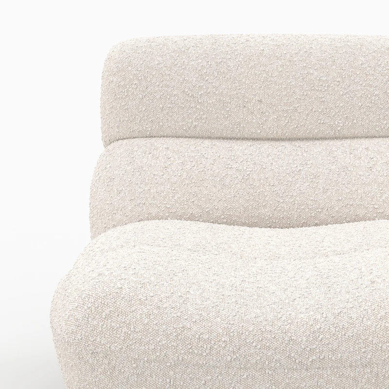 Ensemble fauteuil et pouf Teddy en tissu bouclé blanc