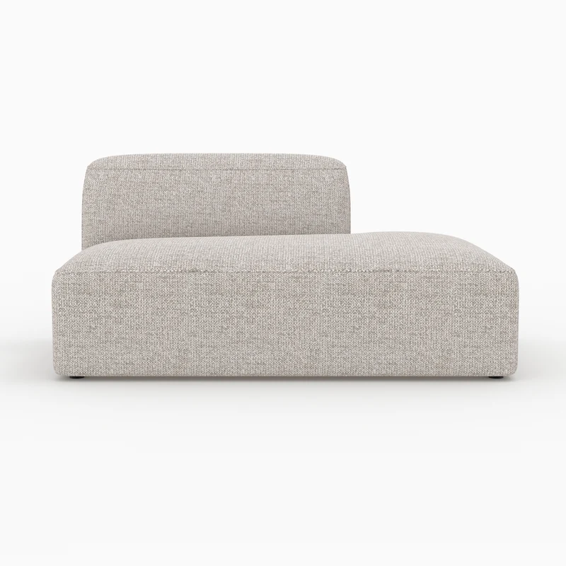 Canapé d'angle gauche modulable Hestia, tissu beige 4 places, 2 poufs