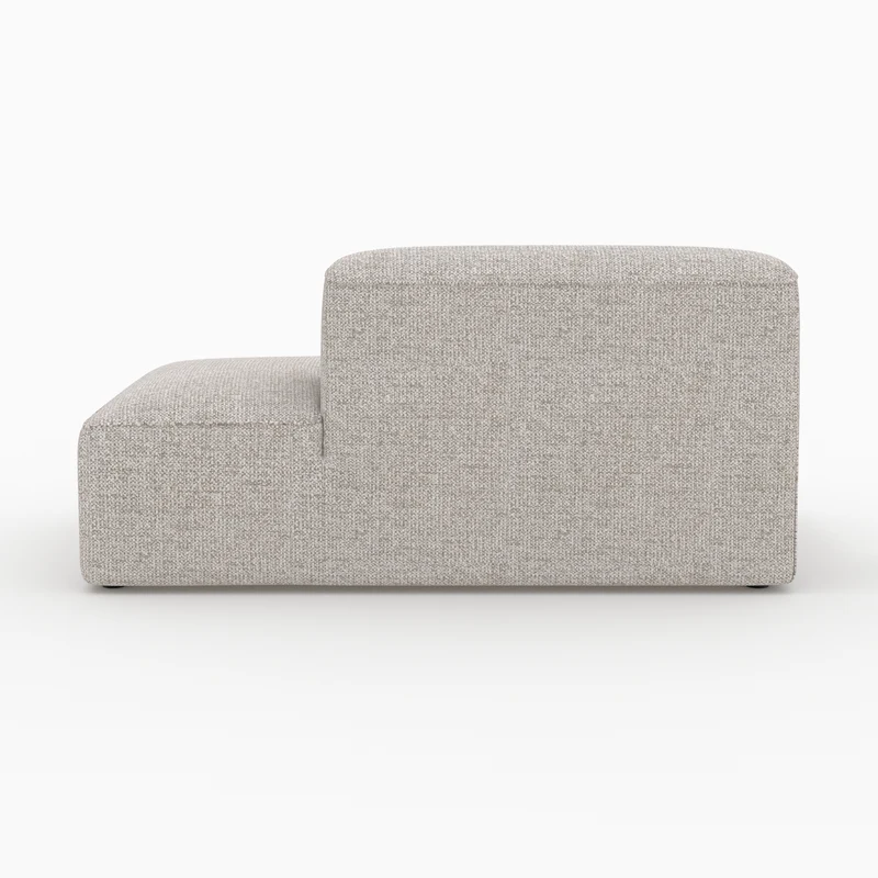 Canapé d'angle gauche modulable Hestia, tissu beige 4 places, 2 poufs