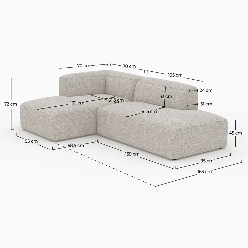 Canapé d'angle gauche modulable Hestia en tissu beige 4 places