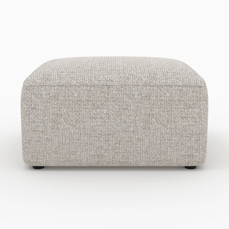 Canapé d'angle droit modulable Hestia, tissu beige 4 places, 2 poufs