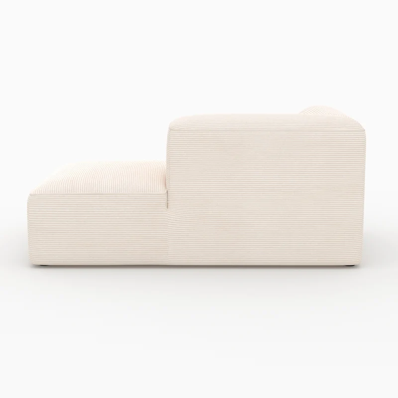 Canapé modulable Mina en velours côtelé blanc 4 places avec 2 poufs