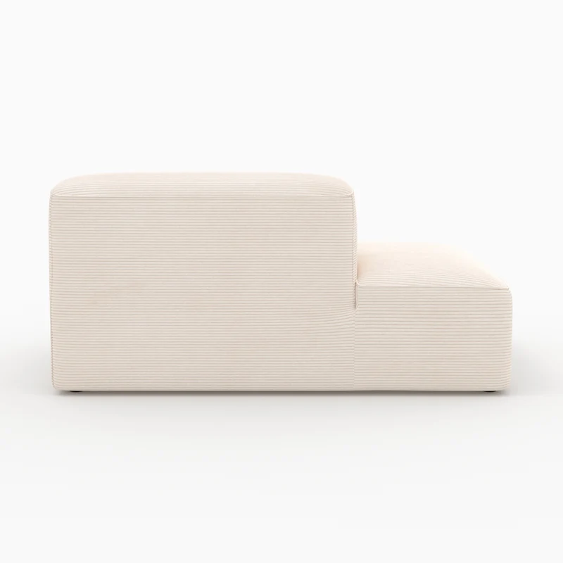 Canapé modulable Mina en velours côtelé blanc 4 places avec 2 poufs