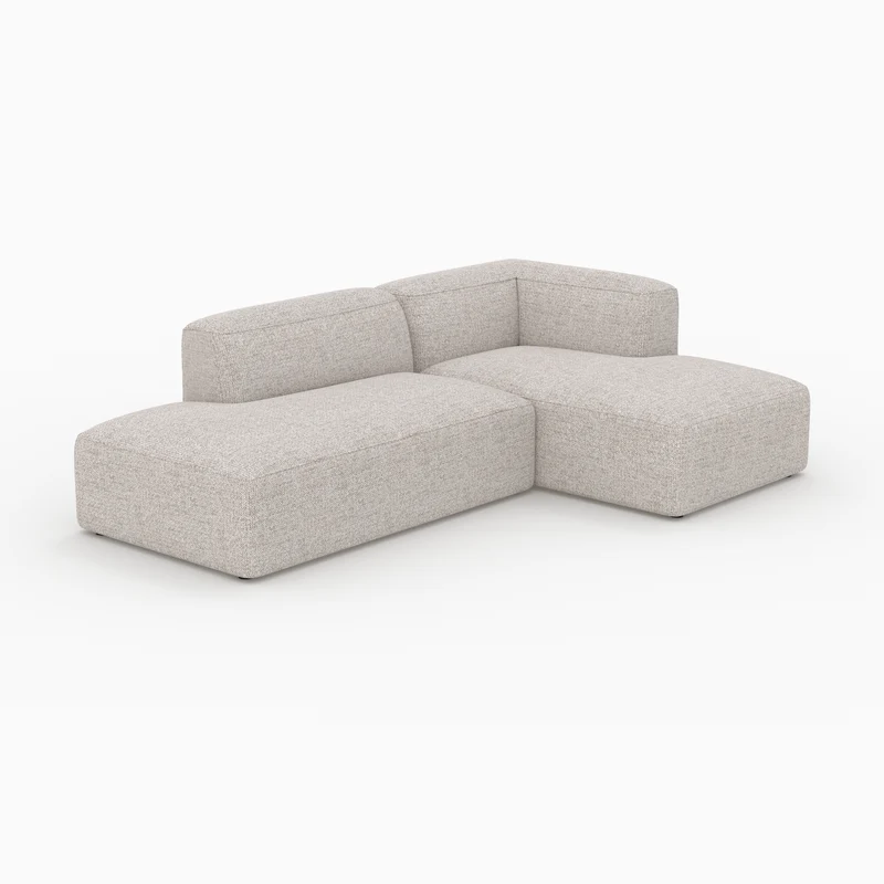 Canapé d'angle droit modulable Hestia en tissu beige 4 places