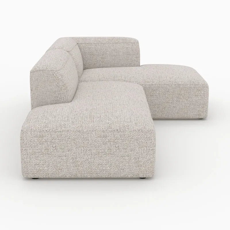 Canapé d'angle droit modulable Hestia en tissu beige 4 places