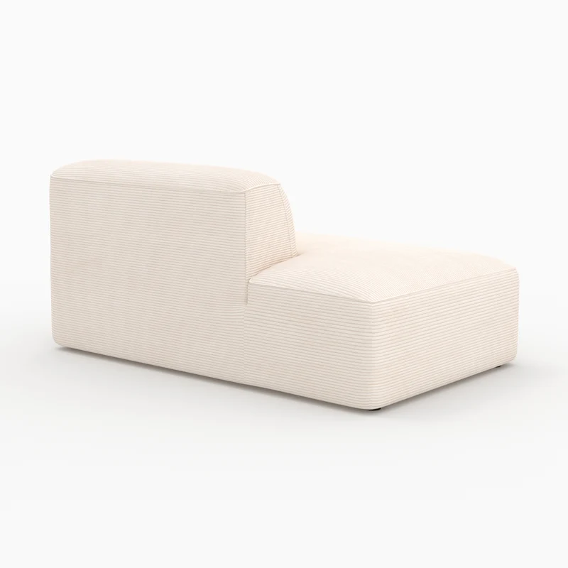 Canapé d'angle droit modulable Mina en velours côtelé blanc 4 places