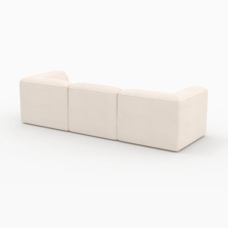 Canapé modulable Mina en velours côtelé blanc cassé 3 places