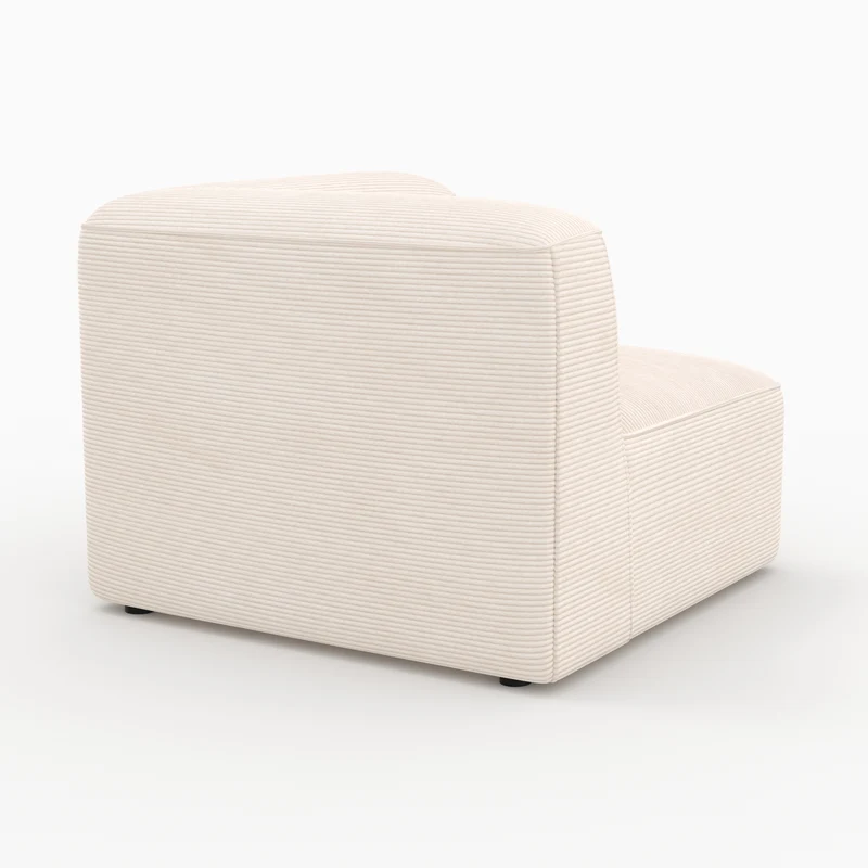 Canapé modulable Mina en velours côtelé blanc cassé 3 places