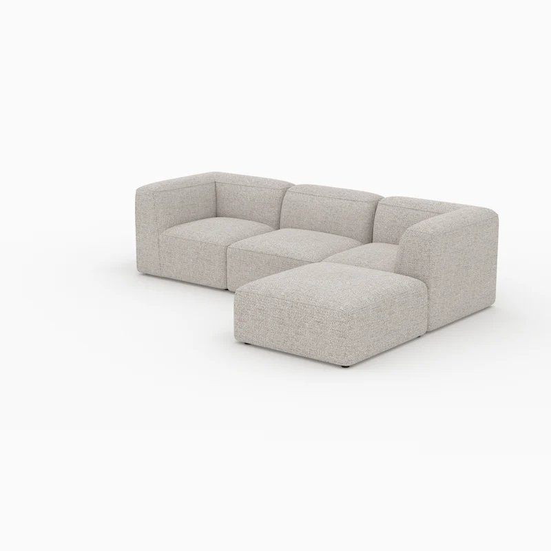 Canapé modulable Hestia en tissu beige 3 places avec pouf