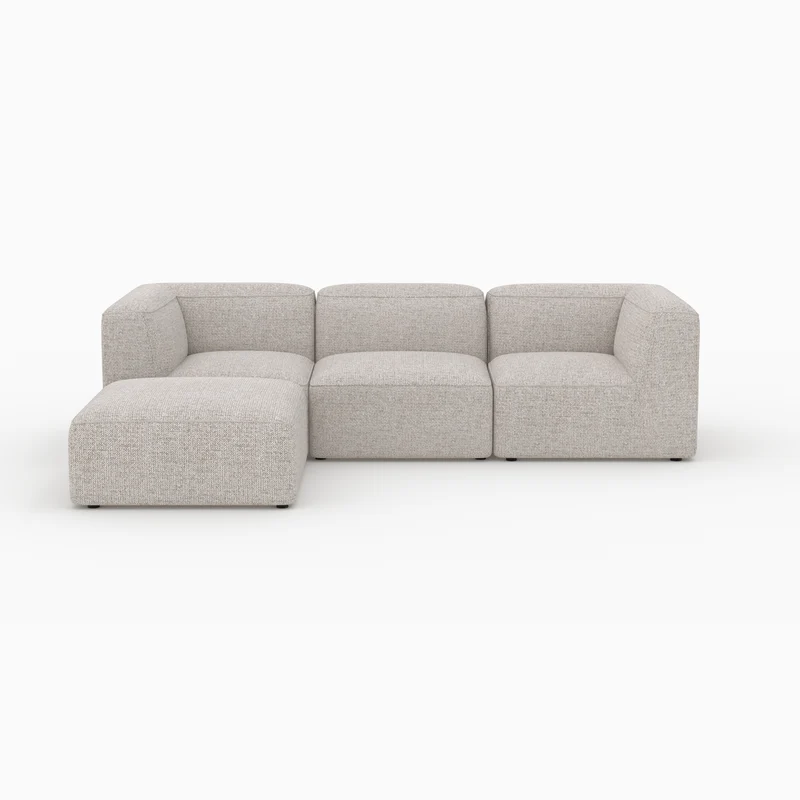 Canapé modulable Hestia en tissu beige 3 places avec pouf