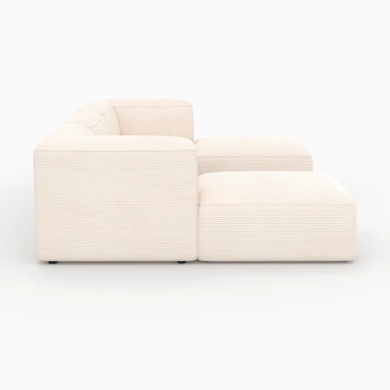 Canapé modulable Mina en velours blanc 3 places avec pouf
