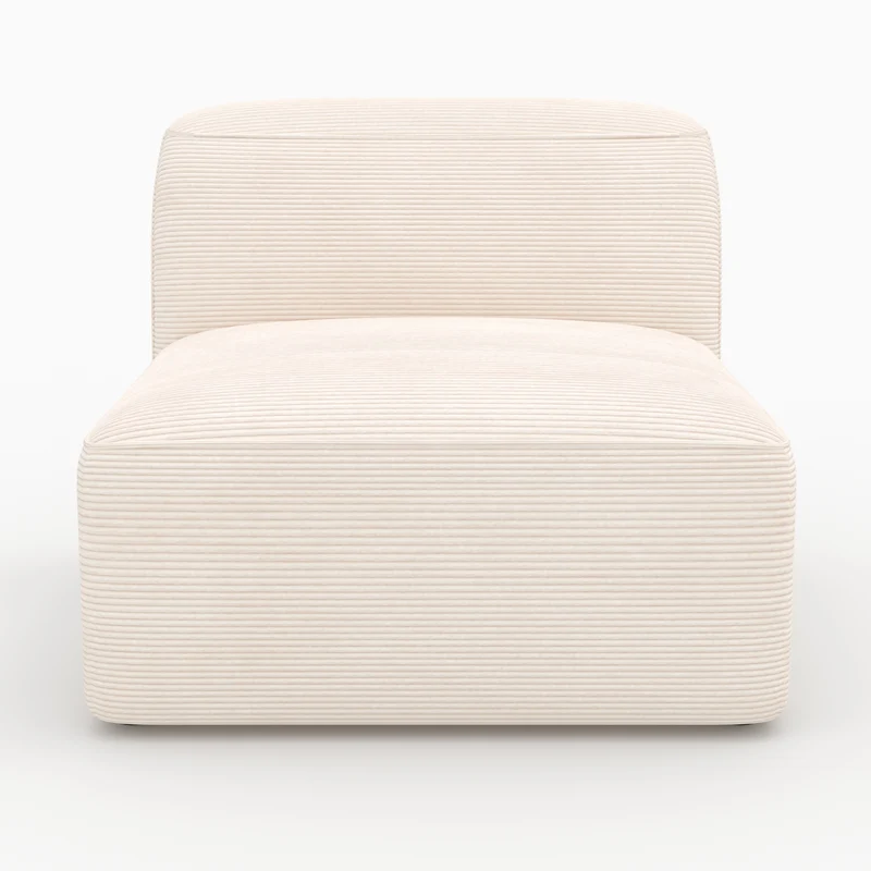 Canapé modulable Mina en velours blanc 3 places avec pouf