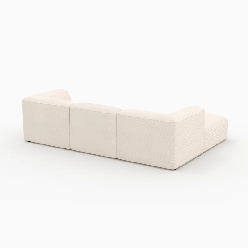 Canapé modulable Mina en velours blanc 3 places avec pouf