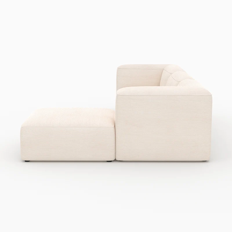 Canapé modulable Mina en velours blanc 3 places avec pouf