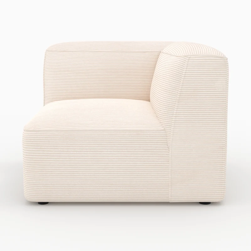 Canapé modulable Mina en velours blanc 3 places avec pouf