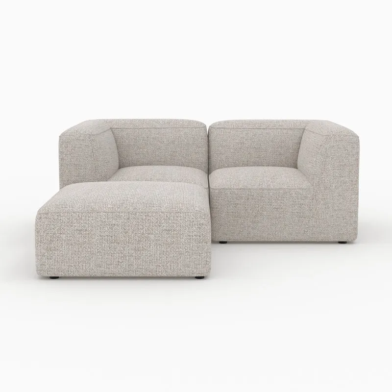 Canapé modulable Hestia en tissu beige 2 places avec pouf