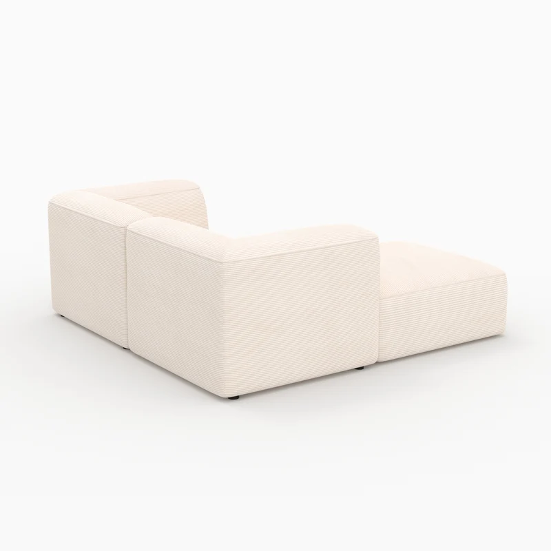 Canapé modulable Mina en velours blanc 2 places avec pouf