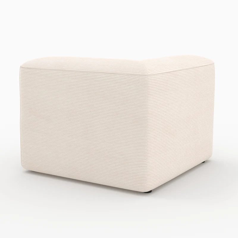 Canapé modulable Mina en velours blanc 2 places avec pouf