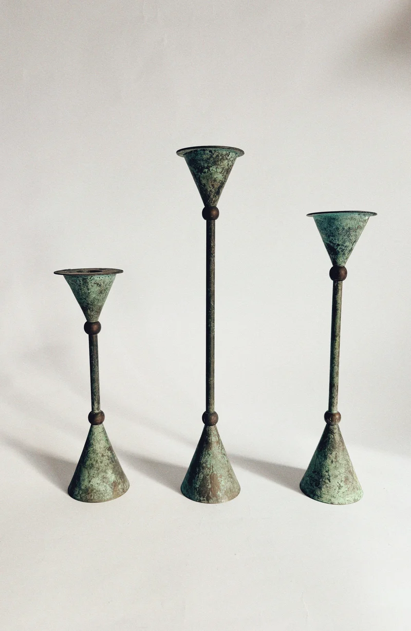 Set of 3 Postmodern 80's Candle Holders