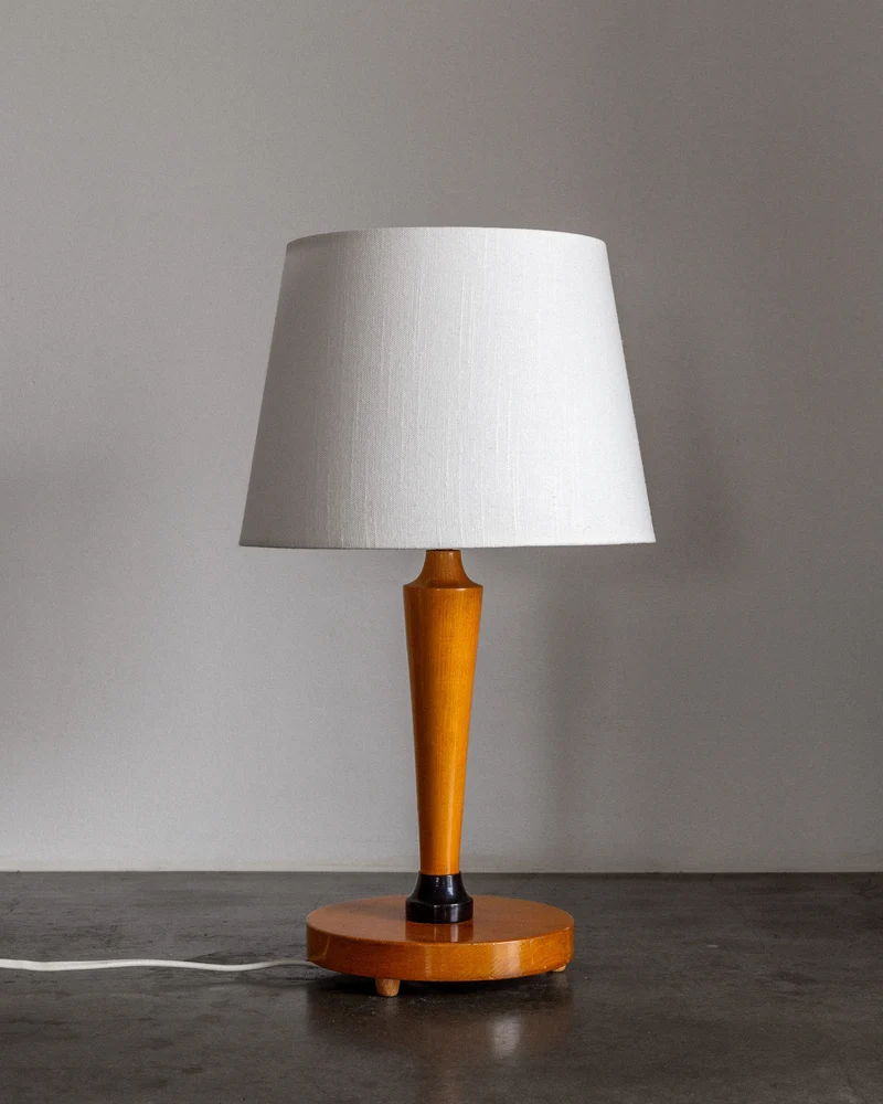 Vintage 1930s Swedish Birch Wood Table Lamp