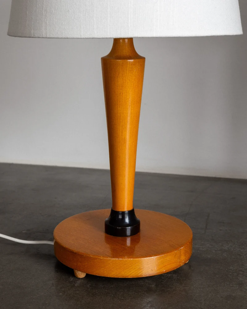 Vintage 1930s Swedish Birch Wood Table Lamp
