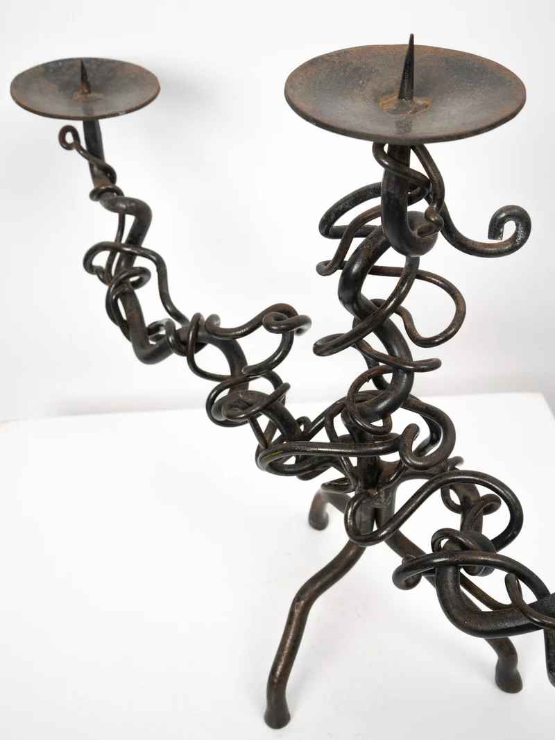 Brutalist Iron Candelabra