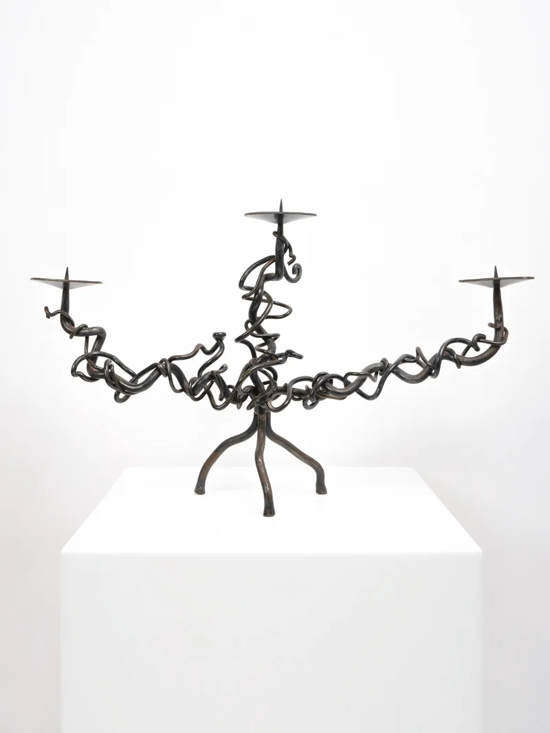 Brutalist Iron Candelabra