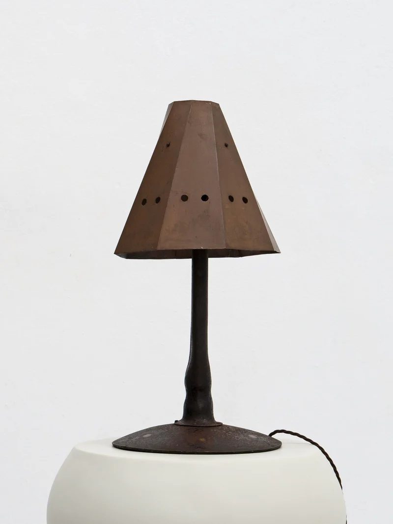 Vintage Brutalist Tole Iron Table Lamp