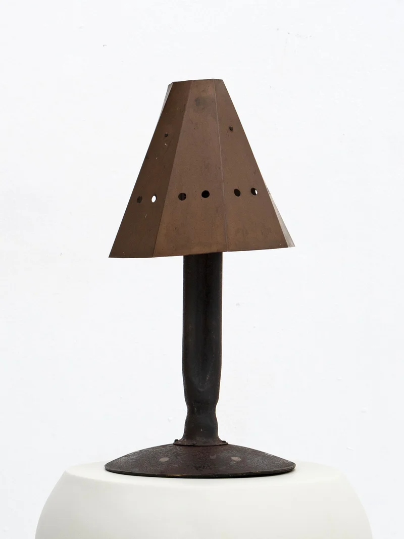 Vintage Brutalist Tole Iron Table Lamp
